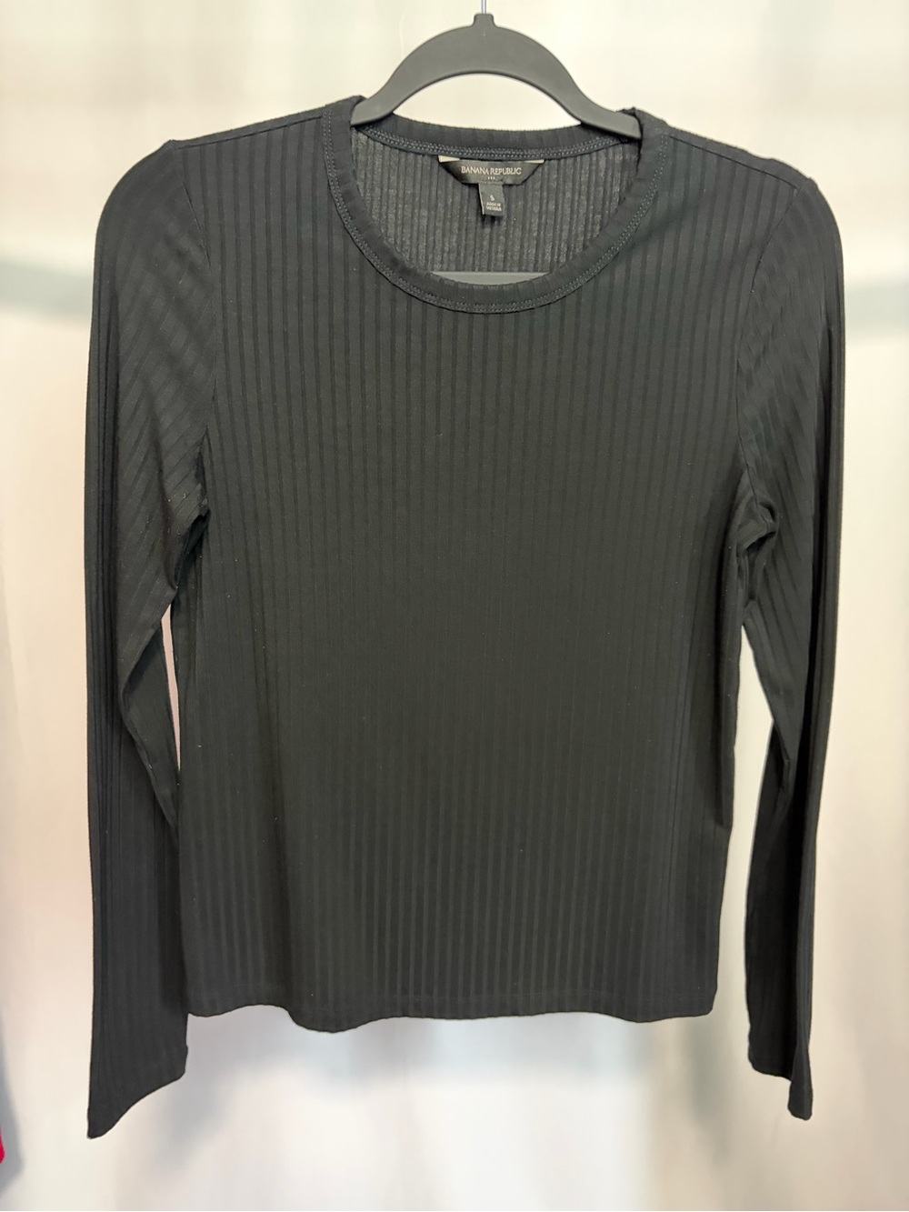 Banana Republic Black Ribbed Long Sleeve Top Size S